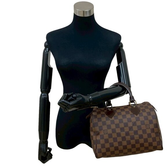 LOUIS VUITTON Brown Damier Leather Speedy 25 Boston Bag - Picture 2 of 10